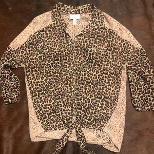 NWOT Leopard and Lace Top